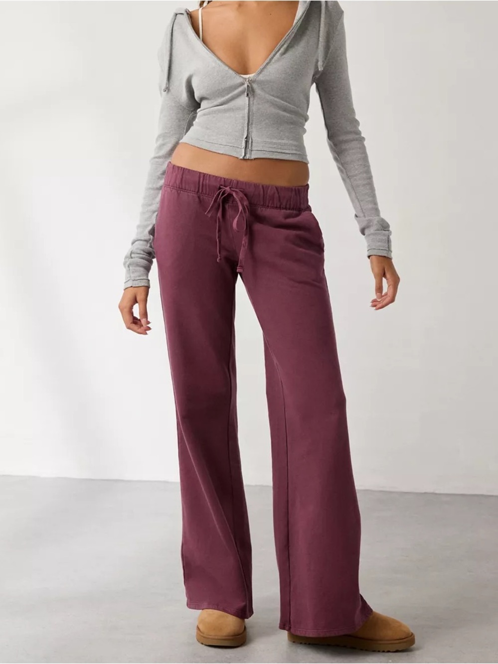 Out From Under Lived In Flare Soft Knit Sweatpants Low-Rise Elastic Drawstring L